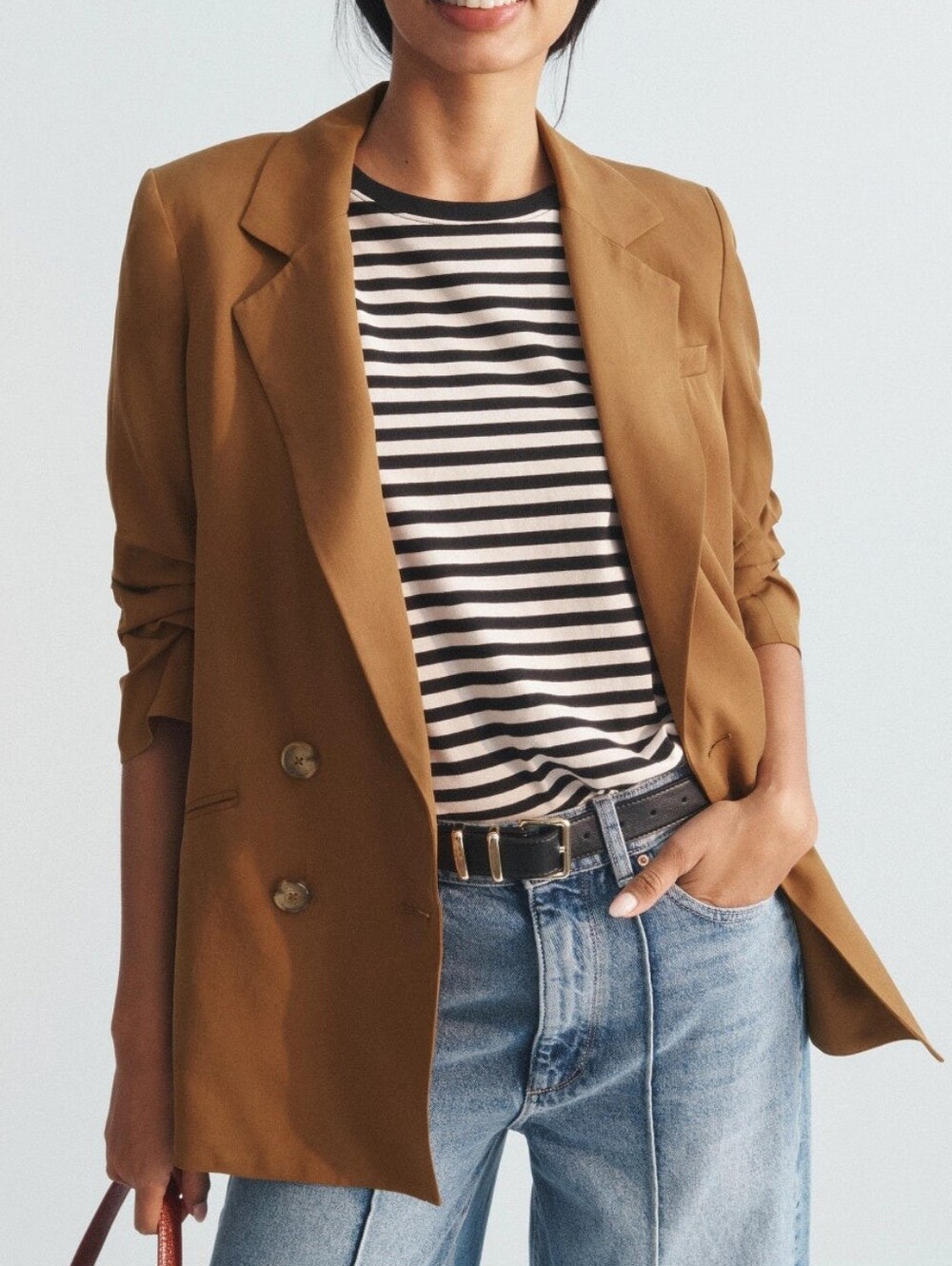 Veronica Beard Rupert Blazer Brown Lyocell 3/4 Sleeve Tailored Jacket Size 4